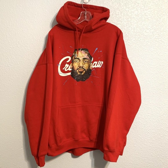 THREE LAYER  Nipsey Crenshaw Red Pullover Hoodie Men’s Size XXL - Picture 2 of 8